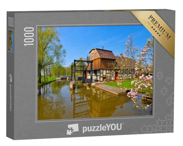 Puzzle 1000 Teile „Radduschmühle, Spreewald im Frühling, Brandenburg“