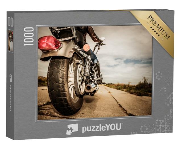 Puzzle 1000 Teile „Auf dem Motorrad, kurz vor der Abfahrt“
