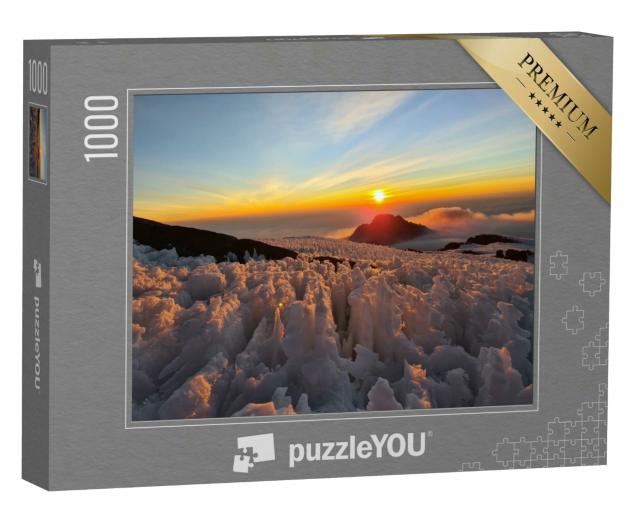 Puzzle 1000 Teile „Sonnenaufgang auf dem eisigen Gipfel des Kilimandscharo“