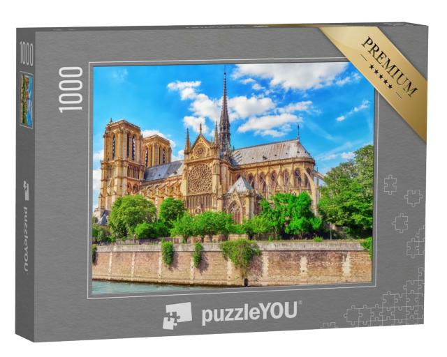 Puzzle 1000 Teile „Kathedrale Notre Dame von der Seine aus, Paris, Frankreich“