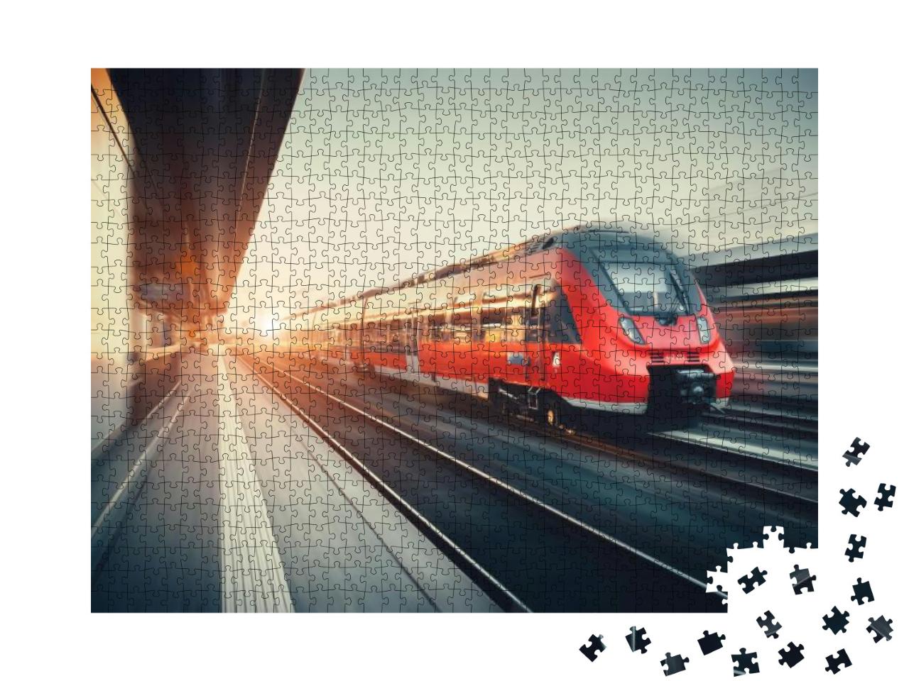 Puzzle 1000 Teile „Zug bei der Bahnhofsdurchfahrt“