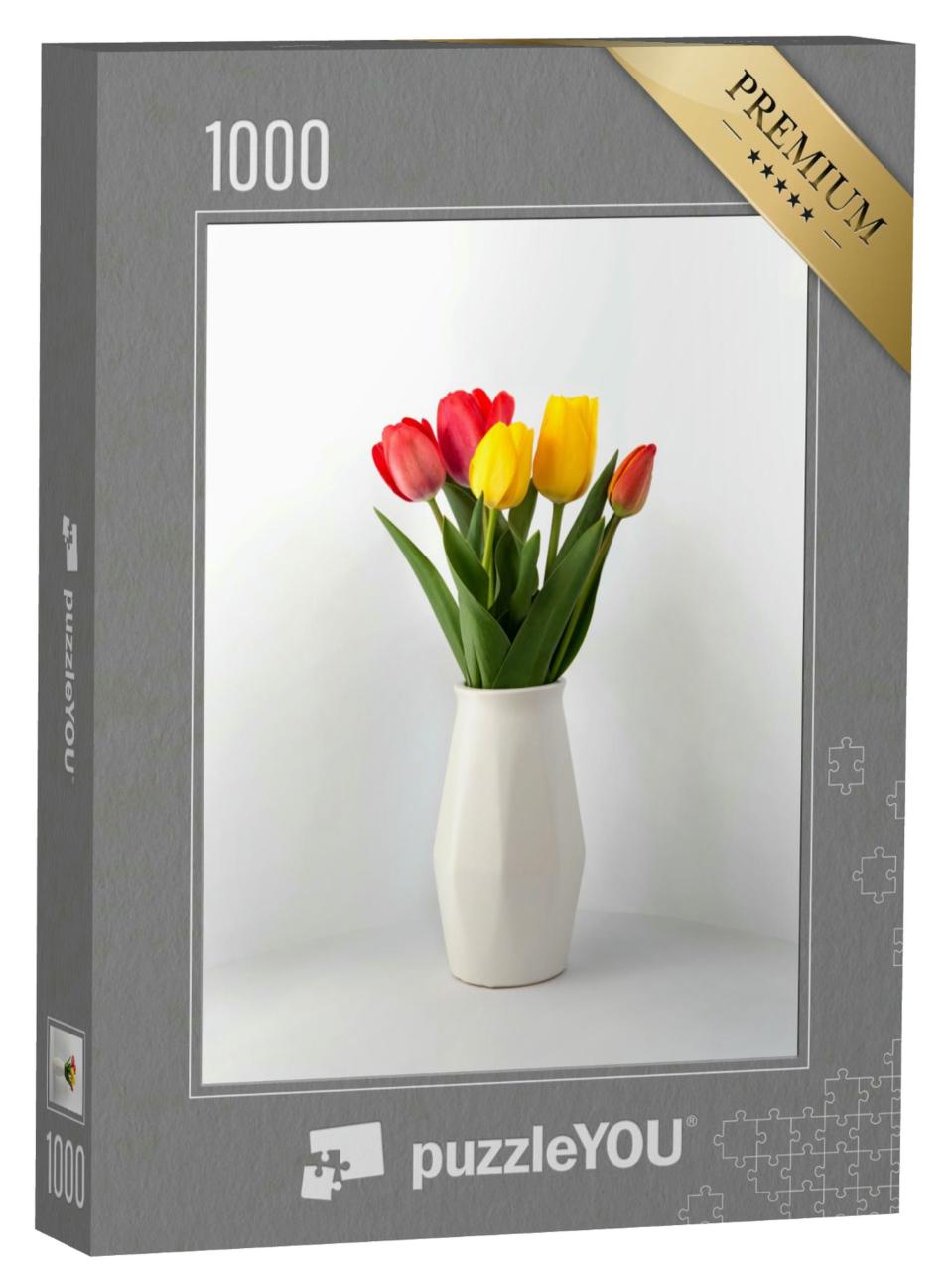 Puzzle 1000 Teile „Blumenstrauß aus roten und gelben Tulpen“