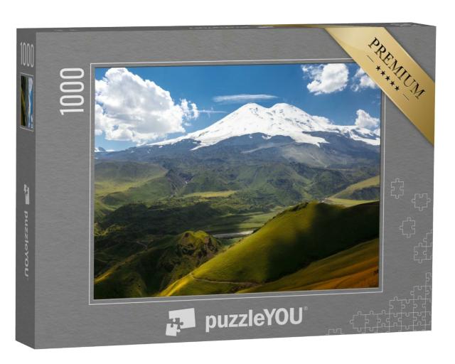 Puzzle 1000 Teile „Grüne Hügel am Elbrus, Nordkaukasus, Russland“