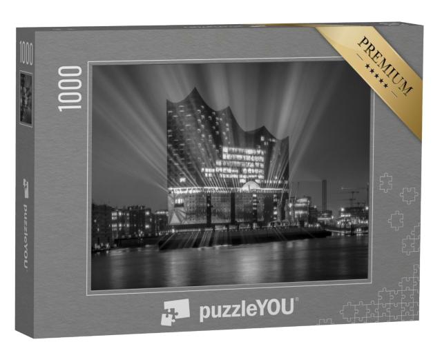 Puzzle 1000 Teile „Panorama des Hamburger Hafens bei Nacht“