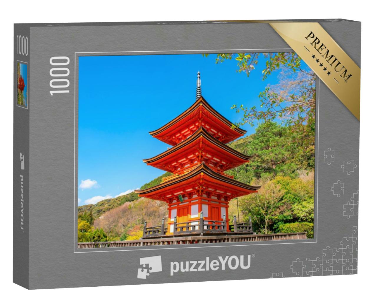 Puzzle 1000 Teile „Tempel Kiyomizu-dera, Wahrzeichen von Kyoto und UNESCO-Weltkulturerbe, Japan“