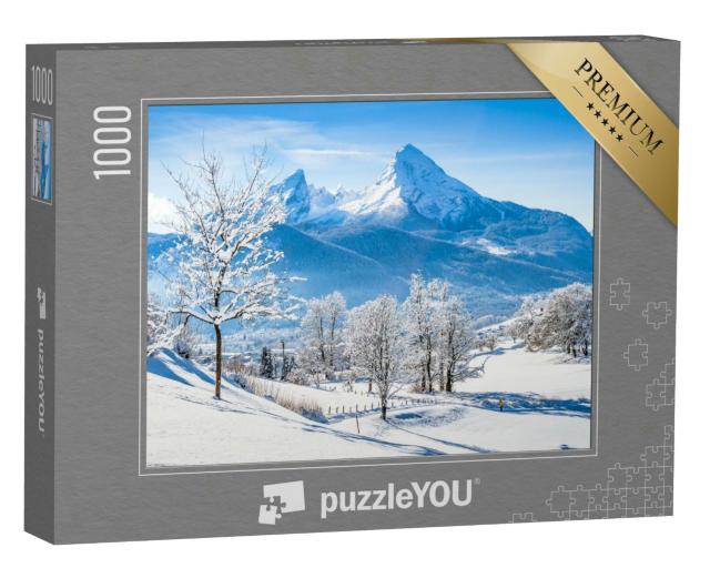 Puzzle 1000 Teile „Berchtesgaden und Watzmann-Massiv bei Sonnenaufgang, Berchtesgadener Land, Deutschland“