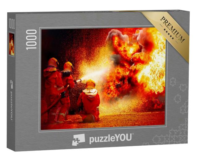 Puzzle 1000 Teile „Feuerwehrleute bekämpfen eine Explosion“