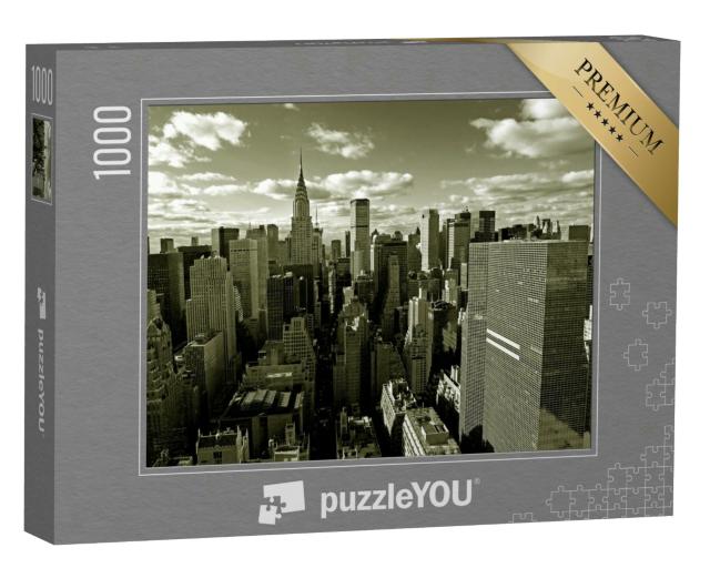 Puzzle 1000 Teile „Skyline von Manhattan hinter der Brooklyn Bridge, New York City, USA“