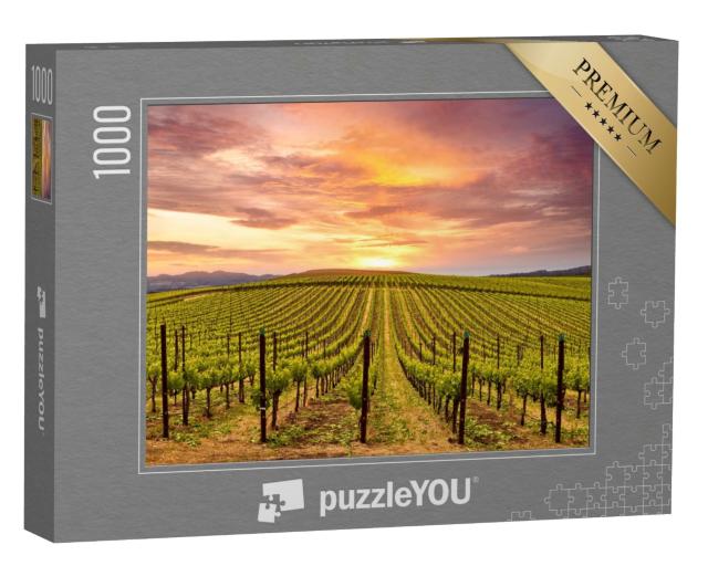 Puzzle 1000 Teile „Sonnenuntergang über den Weinbergen im Napa Valley Wine Country“