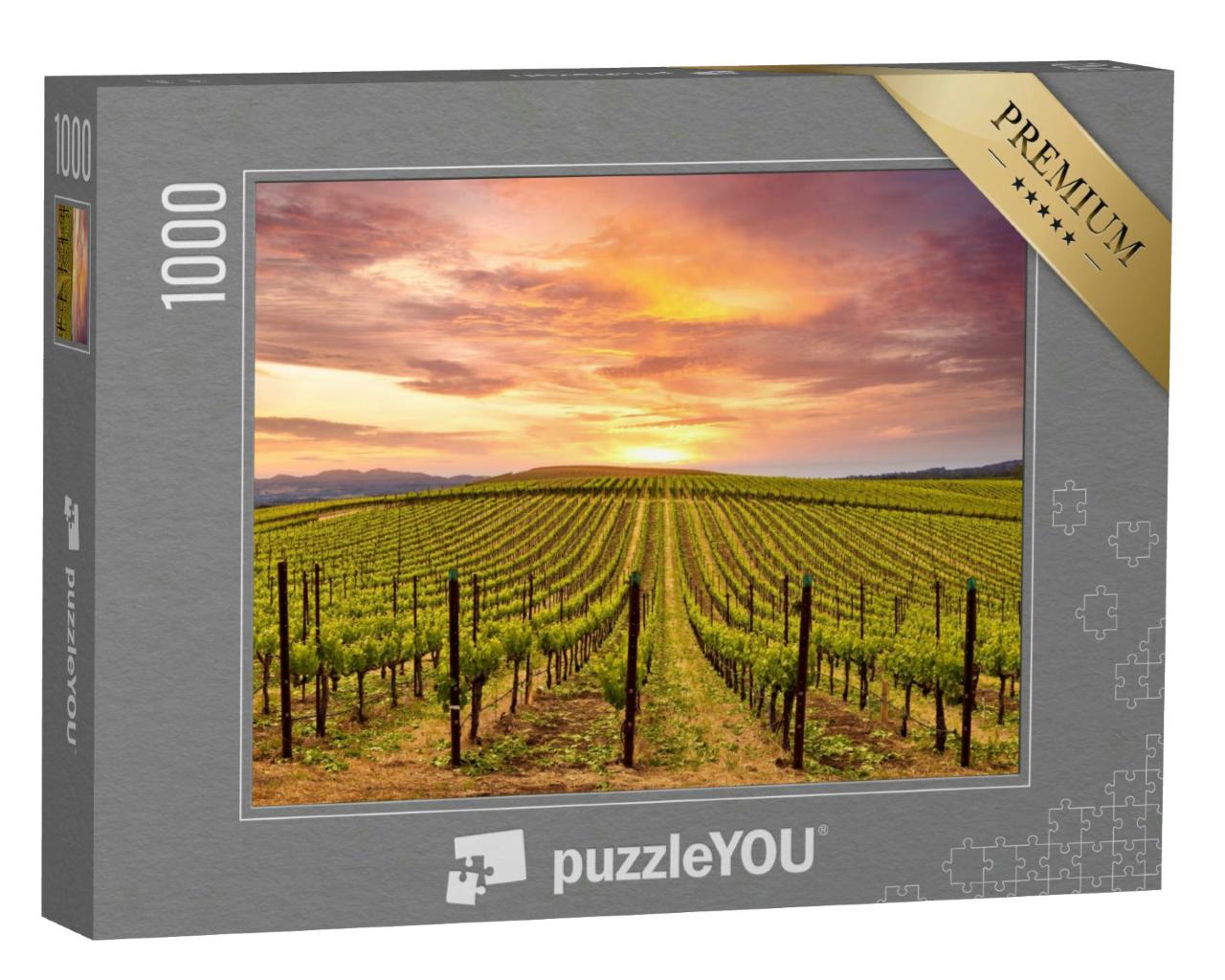 Puzzle 1000 Teile „Sonnenuntergang über den Weinbergen im Napa Valley Wine Country“