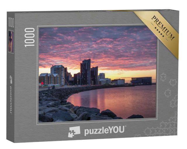 Puzzle 1000 Teile „Sonnenuntergang über Reykjavik“