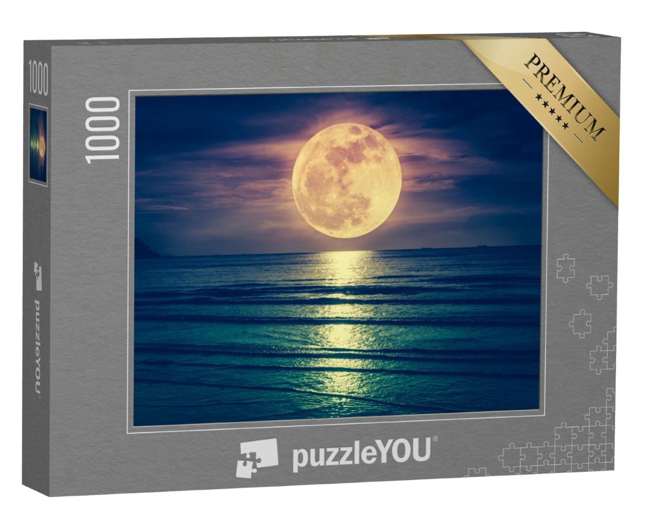 Puzzle 1000 Teile „Supermond über dem ruhigen Meer“