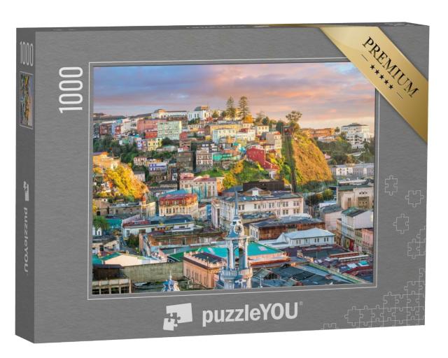Puzzle 1000 Teile „Bunte Gebäude der UNESCO-Welterbestadt Valparaiso, Chile“