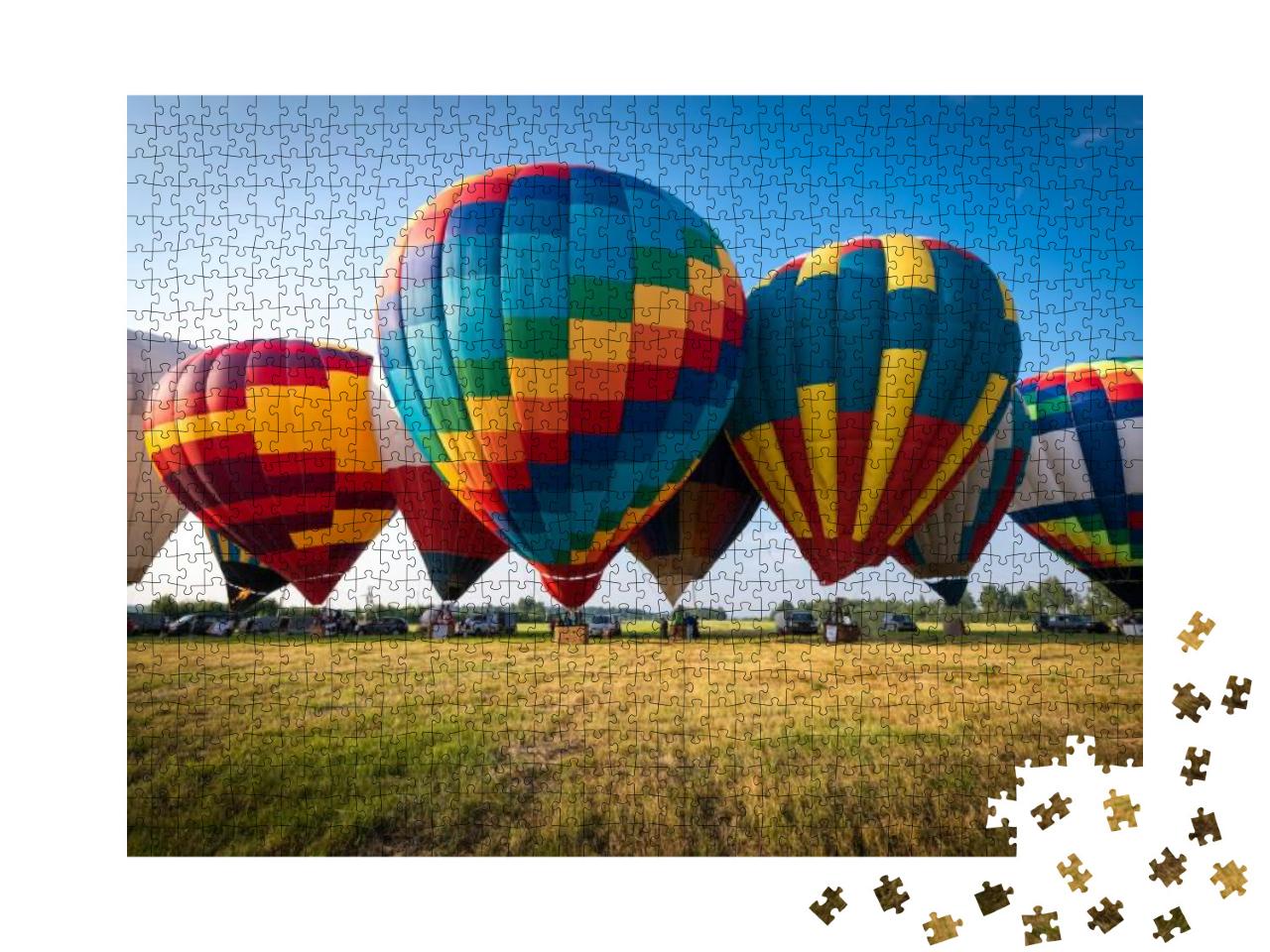 Puzzle 1000 Teile „Bunte Heißluftballons direkt vor dem Start“
