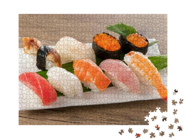 Puzzle 1000 Teile „Nigiri-Sushi auf einem Teller“
