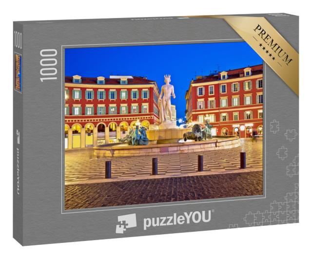 Puzzle 1000 Teile „Nizza: Place Massena am Abend, Frankreich“