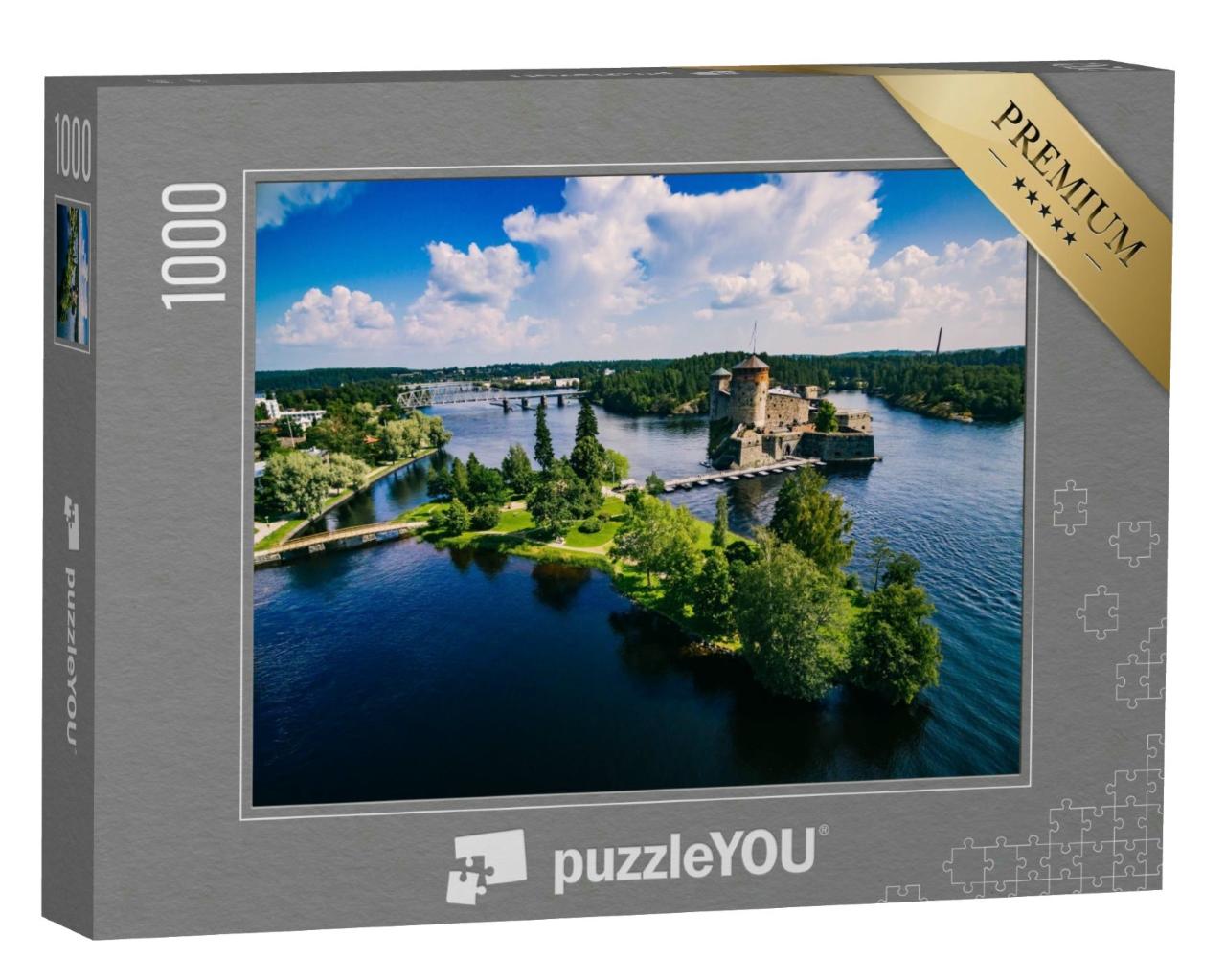 Puzzle 1000 Teile „Wunderschöne Landschaftsaufnahme der Burg Olavinlinna in Savonlinna, Finnland“