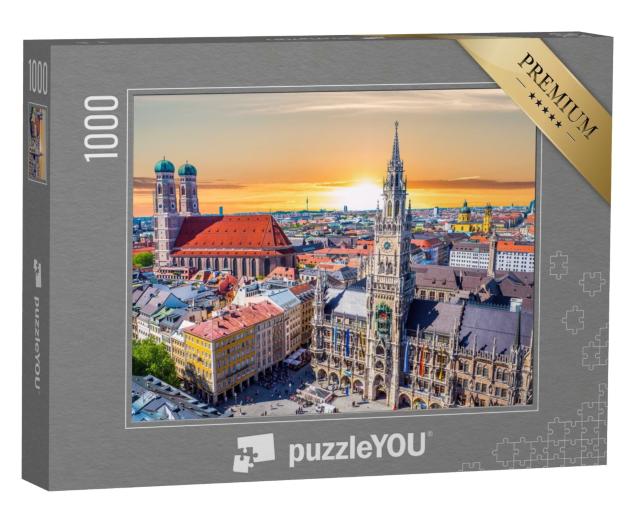 Puzzle 1000 Teile „Einfach schön: München bei Sonnenuntergang, Bayern, Deutschland“