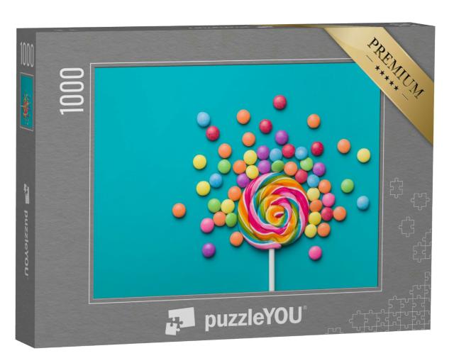 Puzzle 1000 Teile „Süßer Lutscher und bunte Smarties“