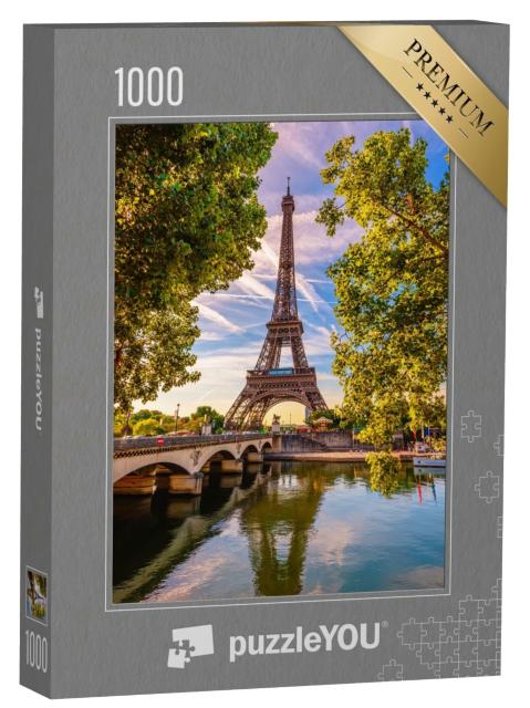 Puzzle 1000 Teile „Eiffelturm und Fluss Seine, Wahrzeichen von Paris, Frankreich“