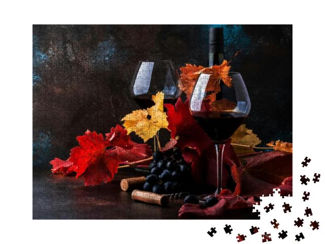Puzzle 1000 Teile „Rotwein im großen Weinglas“