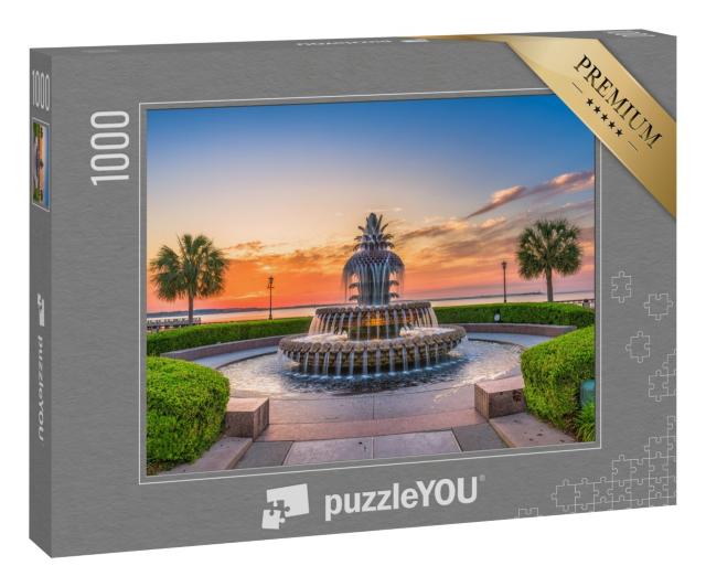 Puzzle 1000 Teile „Der Waterfront Park mit Pineapple Fountain, Charleston, South Carolina, USA“