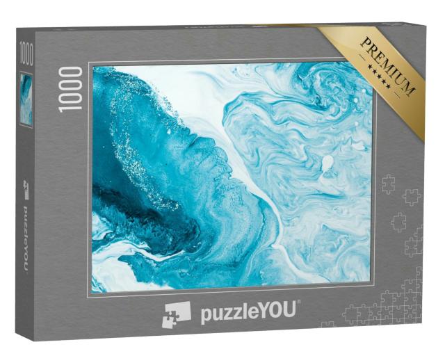 Puzzle 1000 Teile „Marmor-Textur in Blau mit Weiß“