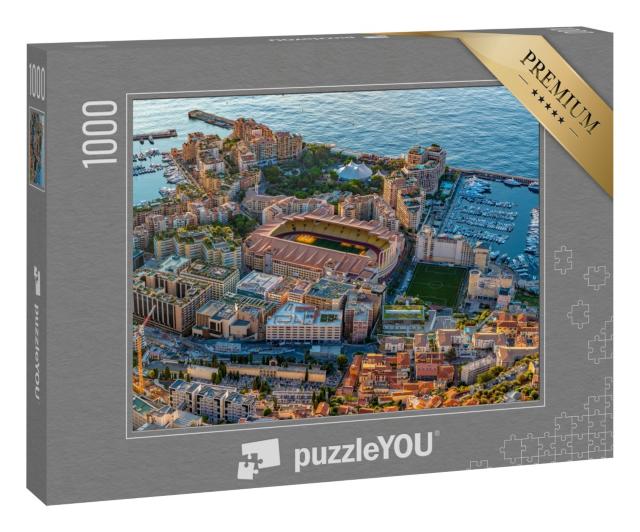 Puzzle 1000 Teile „Luftaufnahme des Stadions von Monaco bei Sonnenaufgang“