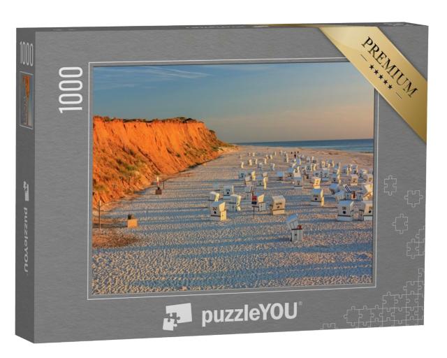 Puzzle 1000 Teile „Strand mit Strandkörben am Roten Kliff, Sylt, Schleswig-Holstein, Deutschland“