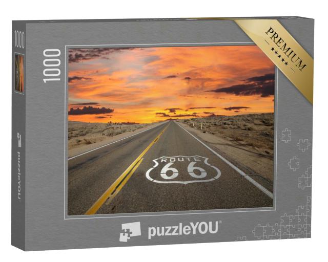 Puzzle 1000 Teile „Route 66 Verkehrszeichen, Mojave-Wüste“