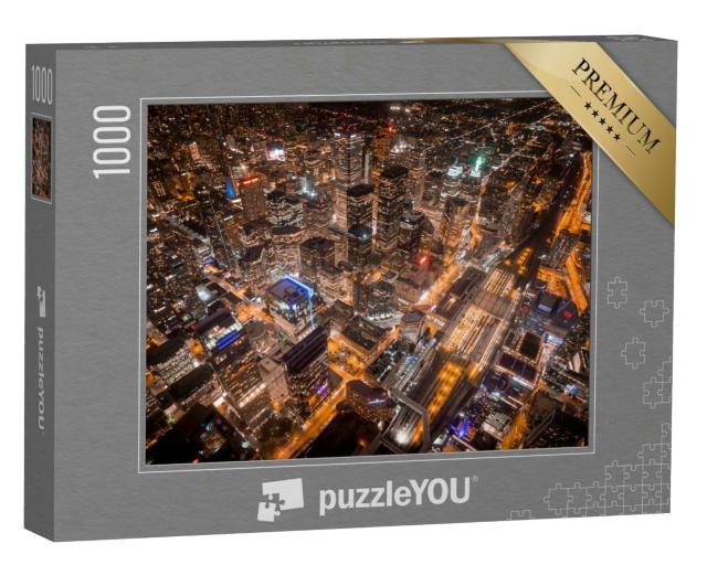 Puzzle 1000 Teile „Atemberaubende Nachtaufnahme Torontos von oben“
