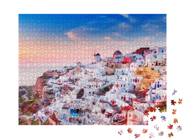 Puzzle 1000 Teile „Blick auf Oia mit griechischen Häusern, Santorin, Griechenland“