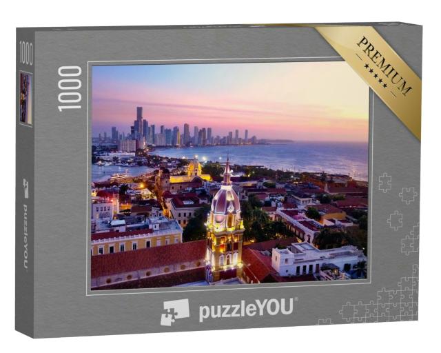 Puzzle 1000 Teile „Cartagena: Skyline, Kolumbien bei Sonnenuntergang“
