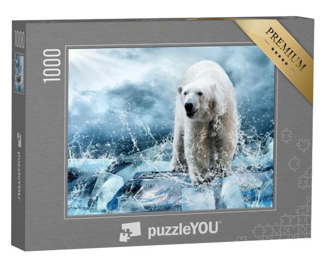 Puzzle 1000 Teile „Weißer Eisbärenjäger auf dem Eis“