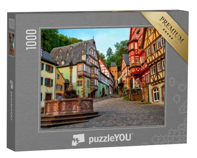 Puzzle 1000 Teile „Bunte Fachwerkhäuser von Milteberg, Bayern“