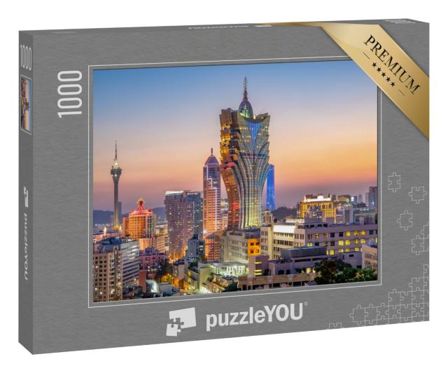 Puzzle 1000 Teile „Skyline von Macau  bei Nacht“