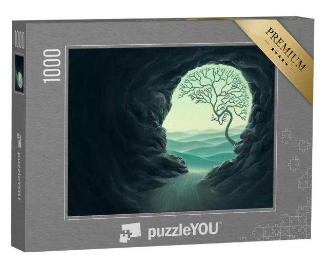 Puzzle 1000 Teile „Der Baum in der Felsöffnung oder das menschliche Gehirn“