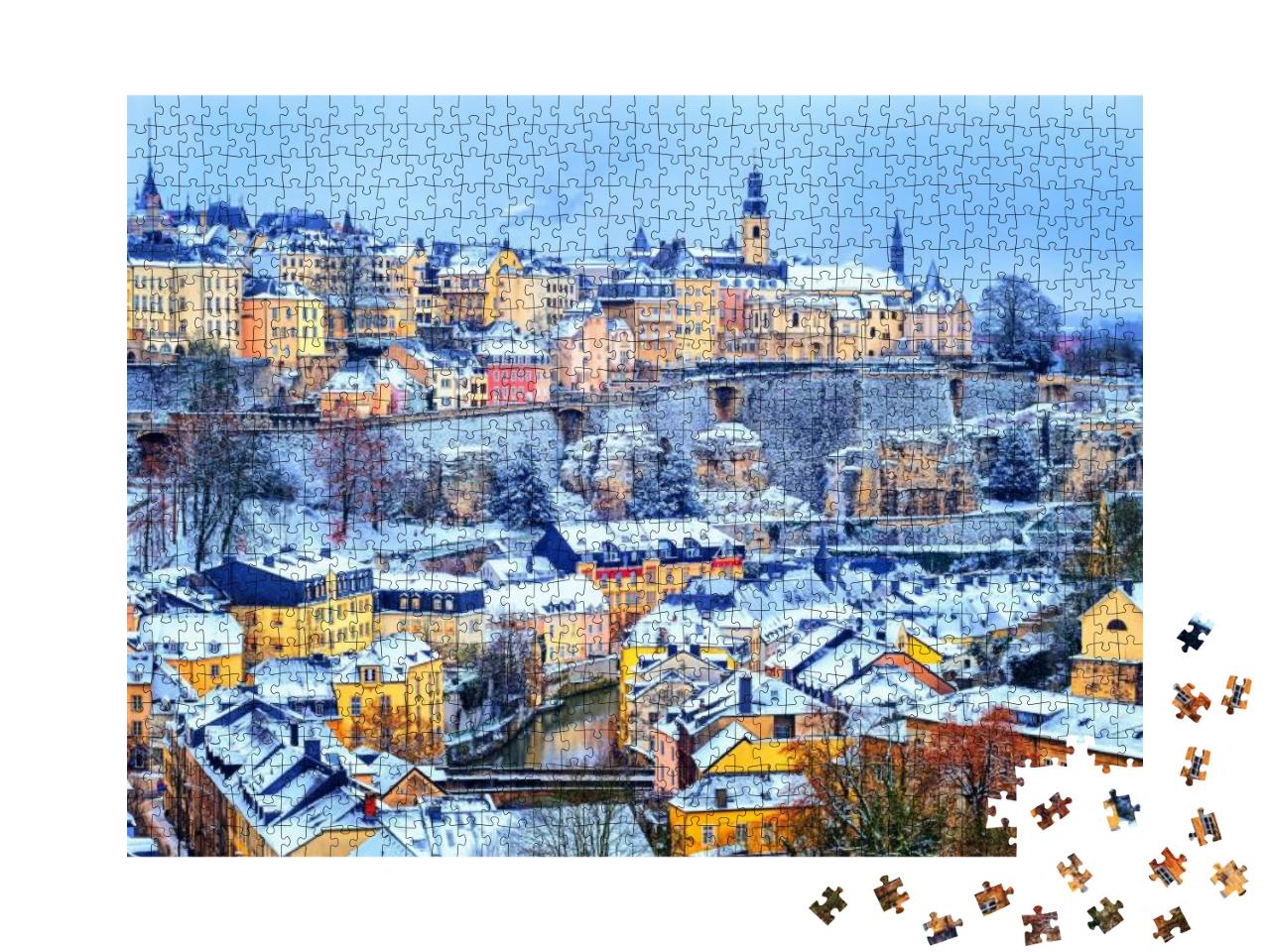 Puzzle 1000 Teile „Verzauberte Altstadt von Luxemburg im Winter“