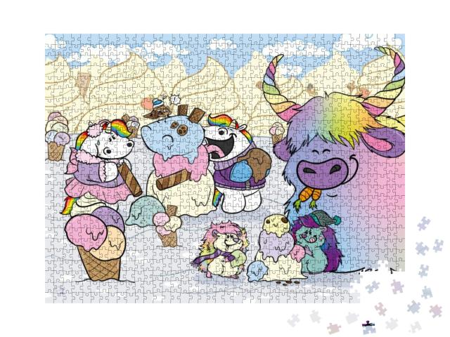 Puzzle 1000 Teile „Pummeleinhorn: Pummel & Friends - Pummel-Winterspaß“