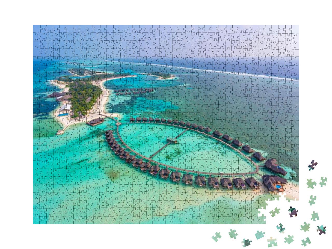 Puzzle 1000 Teile „Eine Luftaufnahme der Insel Olhuveli, Malediven“