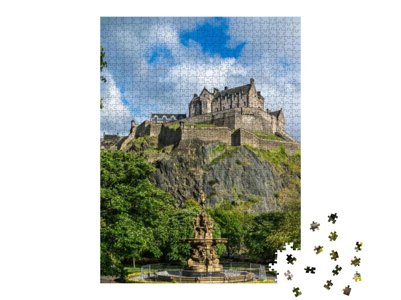 Puzzle 1000 Teile „Edinburgh Castle, Schottland, von den Princes Street Gardens aus“