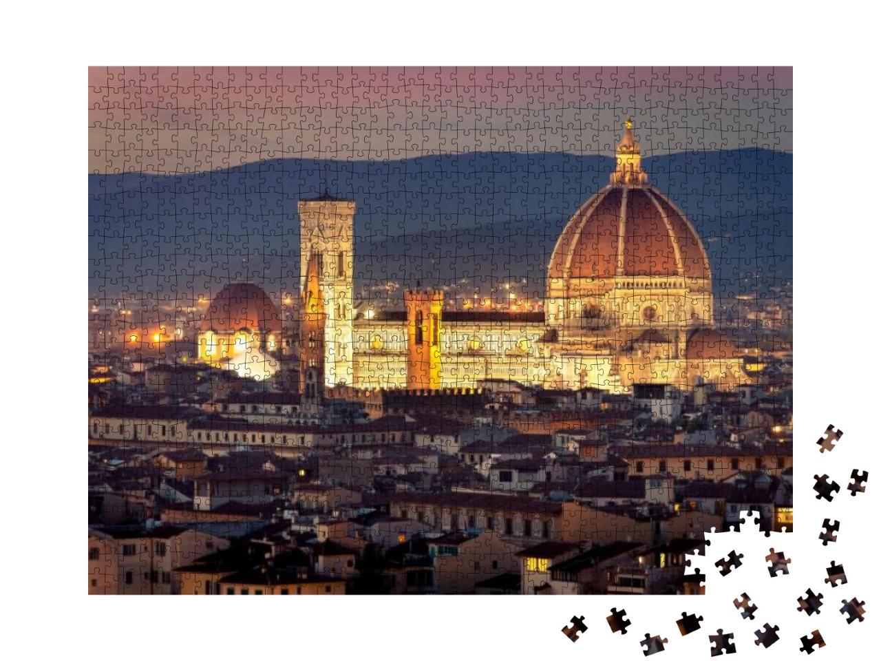 Puzzle 1000 Teile „Stadtbild von Florenz, im Zentrum der Dom auf der Piazza del Duomo“