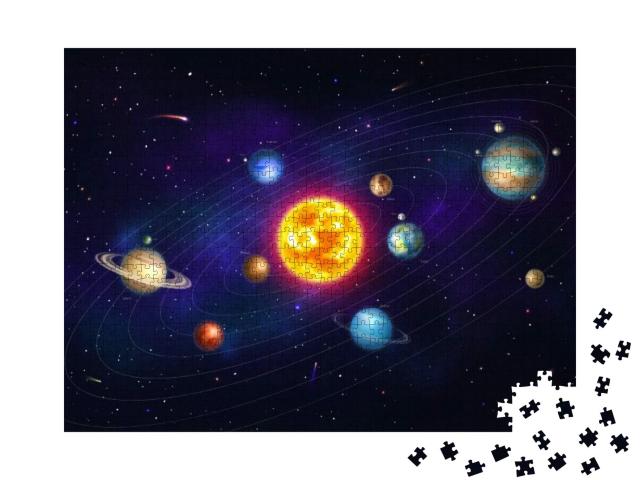 Puzzle 1000 Teile „Das Sonnensystem mit neun Planeten“