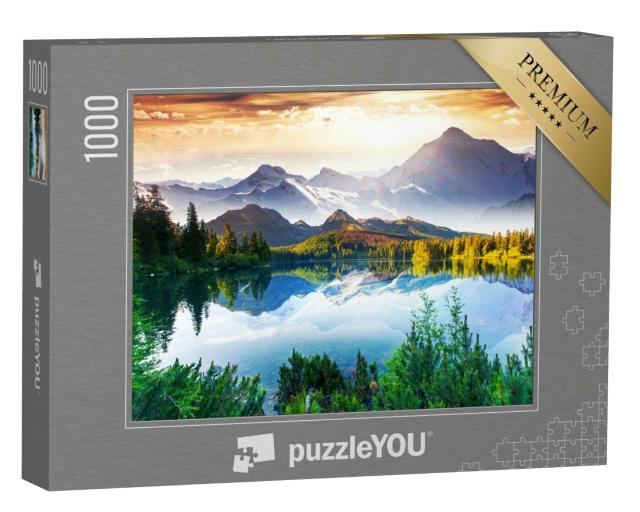 Puzzle 1000 Teile „Sonniger Tag an einem Bergsee“