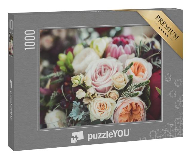 Puzzle 1000 Teile „Rosen im Blumenstrauß einer Braut“