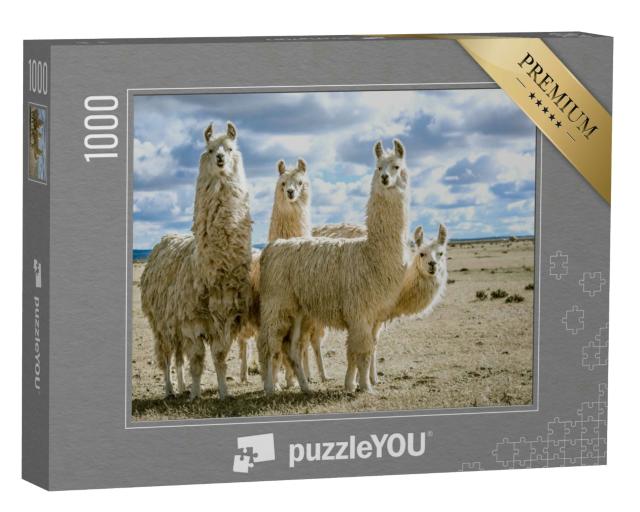 Puzzle 1000 Teile „Lamagruppe in ihrem natürlichen Lebensraum“