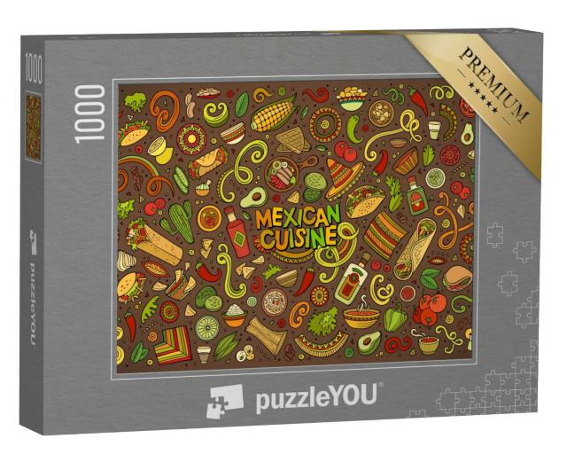 Puzzle 1000 Teile „Bunte Mischung von typisch mexikanischen Symbolen“