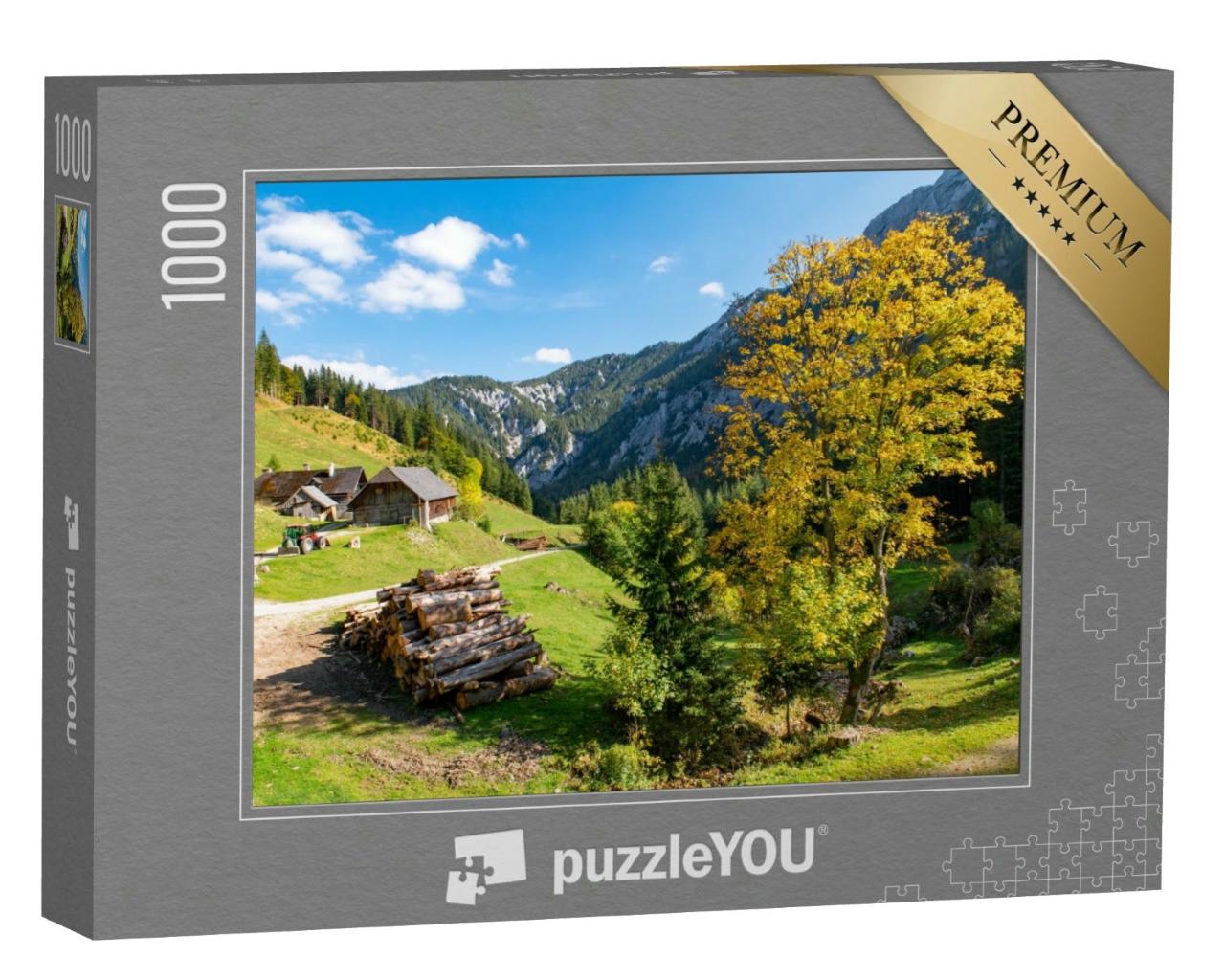 Puzzle 1000 Teile „Panoramablick auf Hochschwab-Bergdorf“