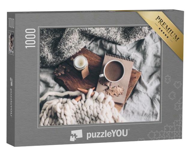 Puzzle 1000 Teile „Gemütliche Auszeit mit Kaffee und Strickarbeit“