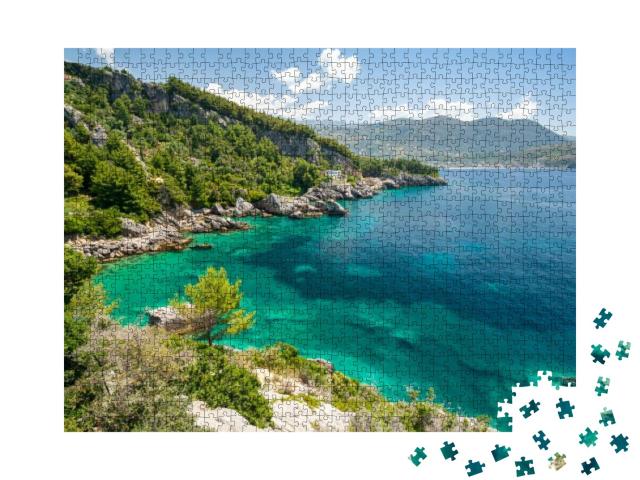 Puzzle 1000 Teile „Türkisfarbene Küste in Himare, albanische Riviera, Albanien“